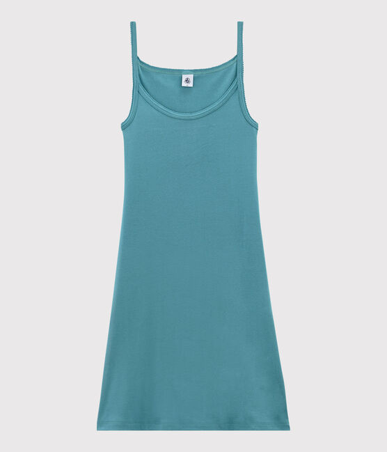 Klassisches Trägerkleid aus Baumwolle für Damen blau MIROIR