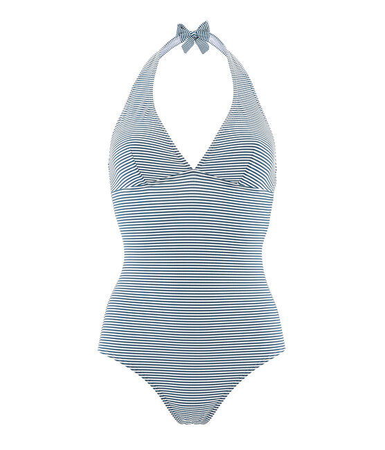 Badeanzug 1-teilig damen grün PINEDE/weiss MARSHMALLOW