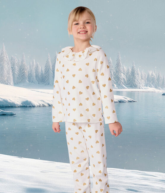Kinder-Pyjama aus Nicki mit goldenem Herzmotiv MILK/ DORE