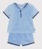 2-teiliges Baby-Set aus Chambray, T-Shirt mit Matrosenkragen blau