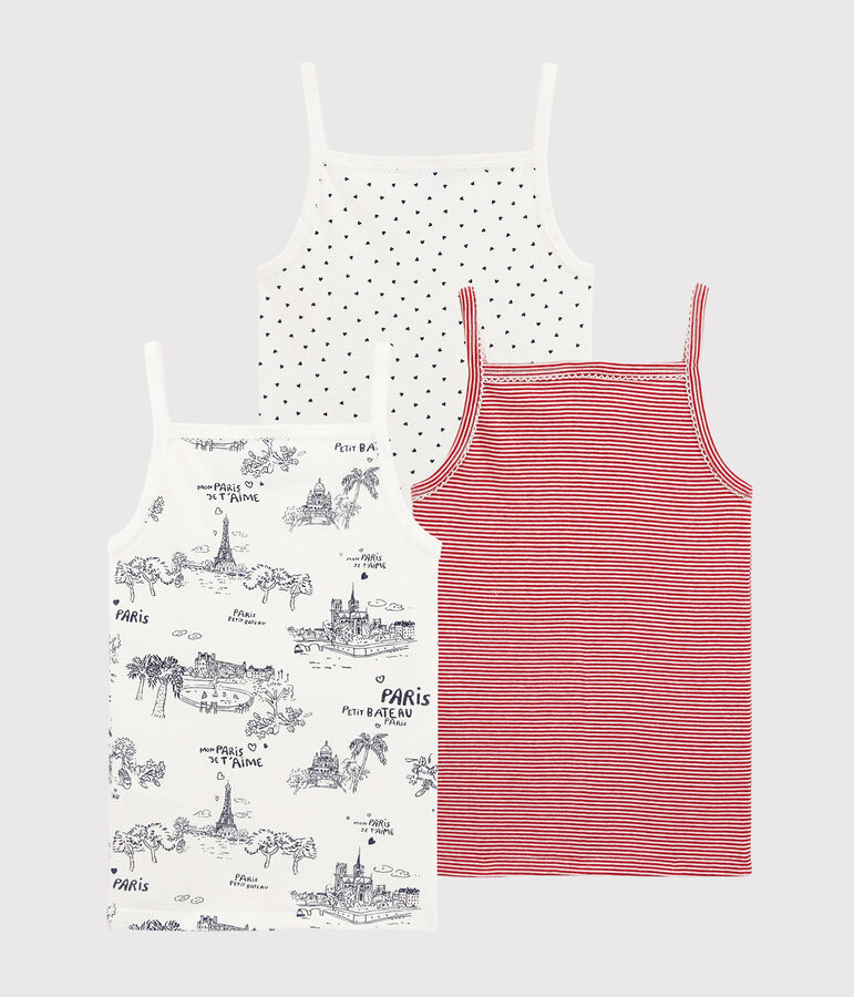 3er-Set Spaghetti-Tops mit Paris-Print f&uuml;r M&auml;dchen vielfarbig