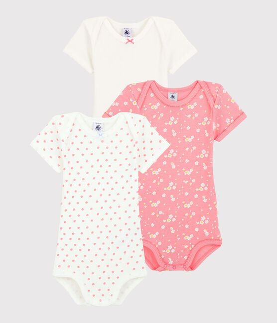 3er-Set kurzärmeliger Baby-Bodys mit frühlingshaftem Print für Mädchen variante 1