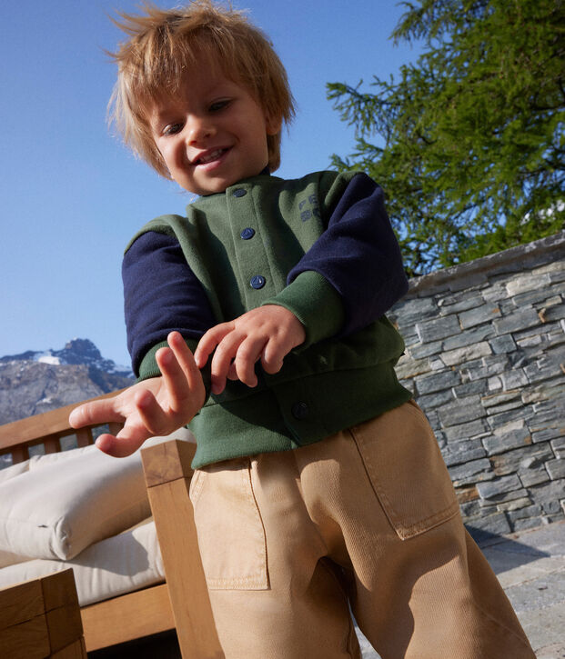Baby College-Jacke aus Molton. gr&uuml;n/blau