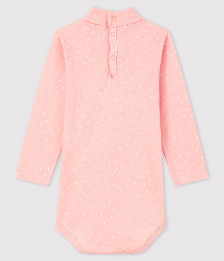 Lang&auml;rmeliger Baby-Body mit Rollkragen rosa/weiss