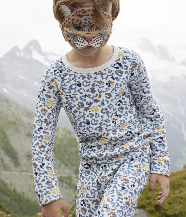 Kinderpyjama zum Verkleiden mit Maske weiss/vielfarbig