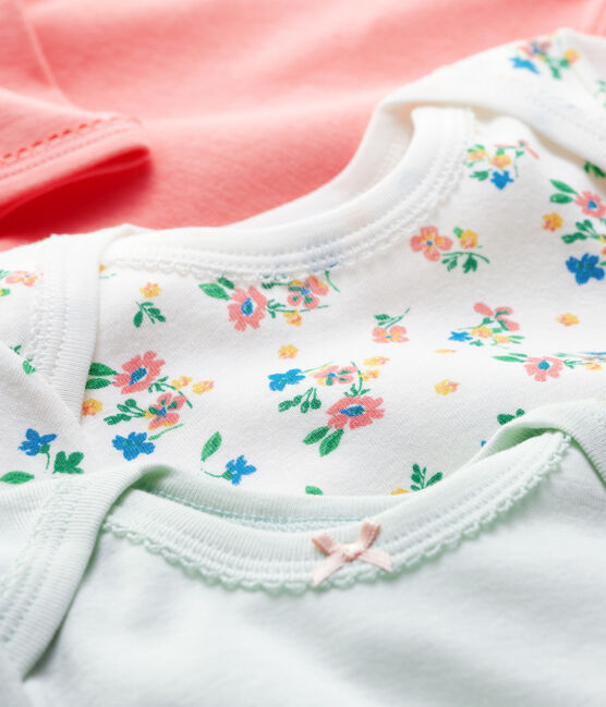 3er-Set langärmelige Baby-Bodys aus Bio-Baumwolle mit Blumenmuster für Mädchen variante 1