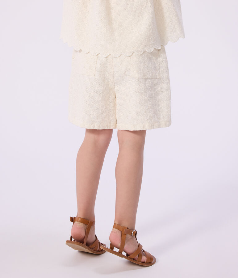 Kinder-Shorts aus Baumwolle mit Herzmotiv weiss MARSHMALLOW