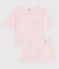 Damen-Kurzpyjama aus Baumwolle rosa FLEUR