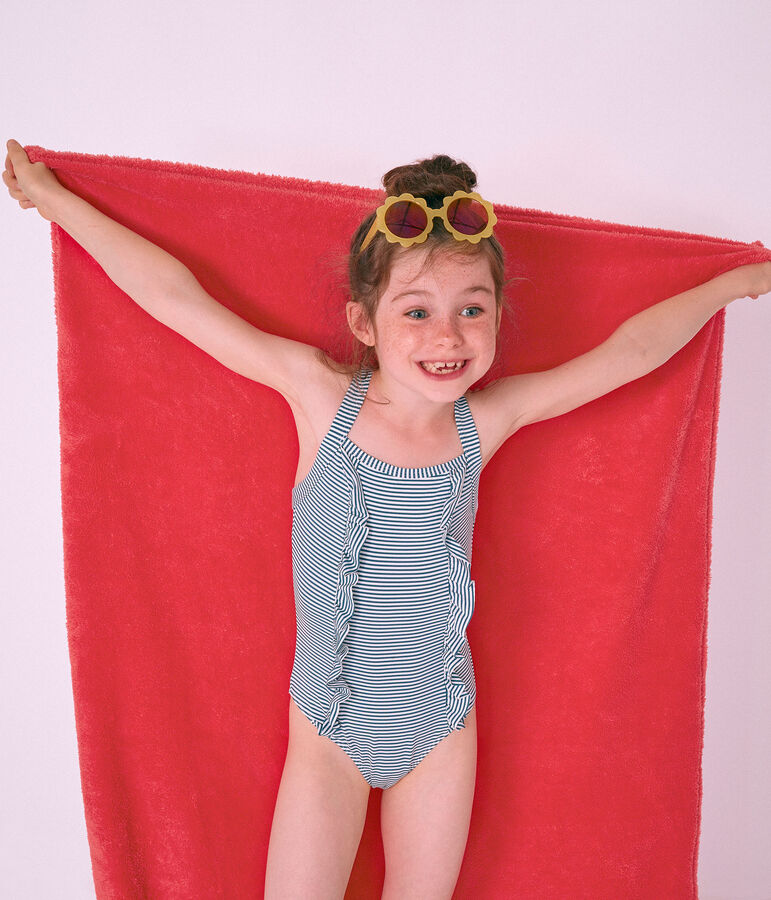 1-teiliger Kinder-Badeanzug M&auml;dchen blau/weiss