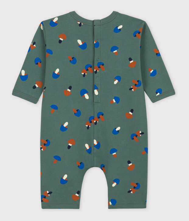 Langer bedruckter Baby-Overall aus Molton gr&uuml;n/vielfarbig