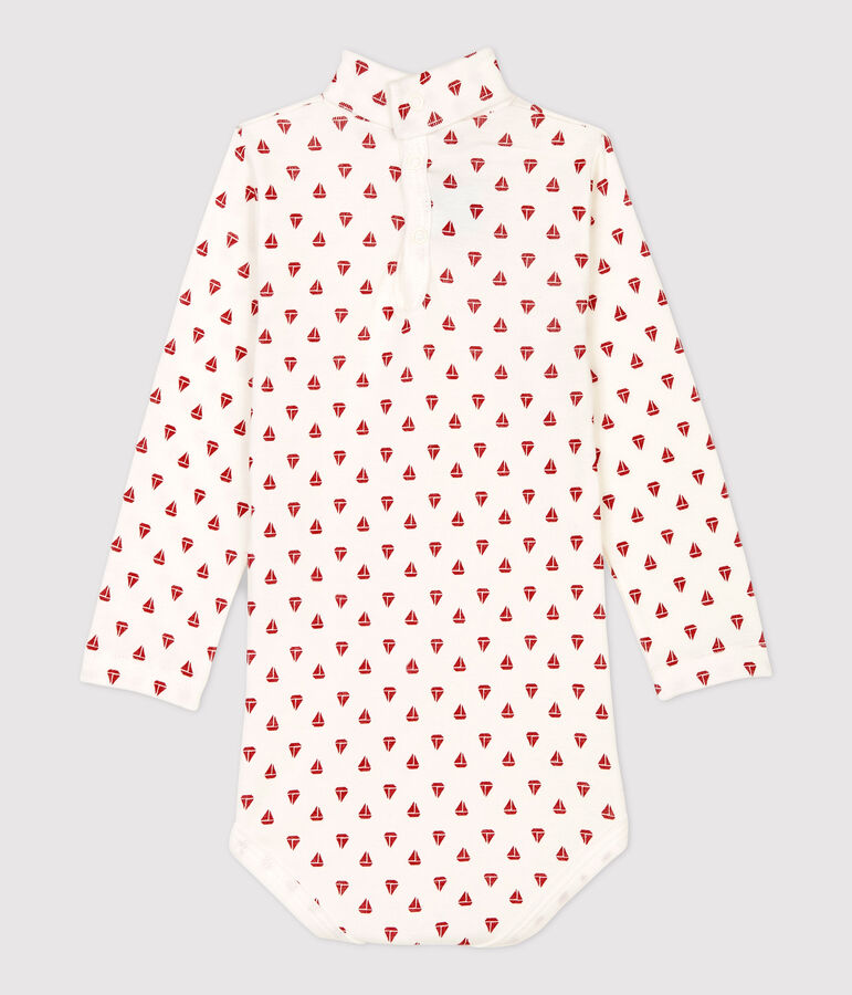 Baby-Body aus Baumwolle. weiss MARSHMALLOW/rot TERKUIT
