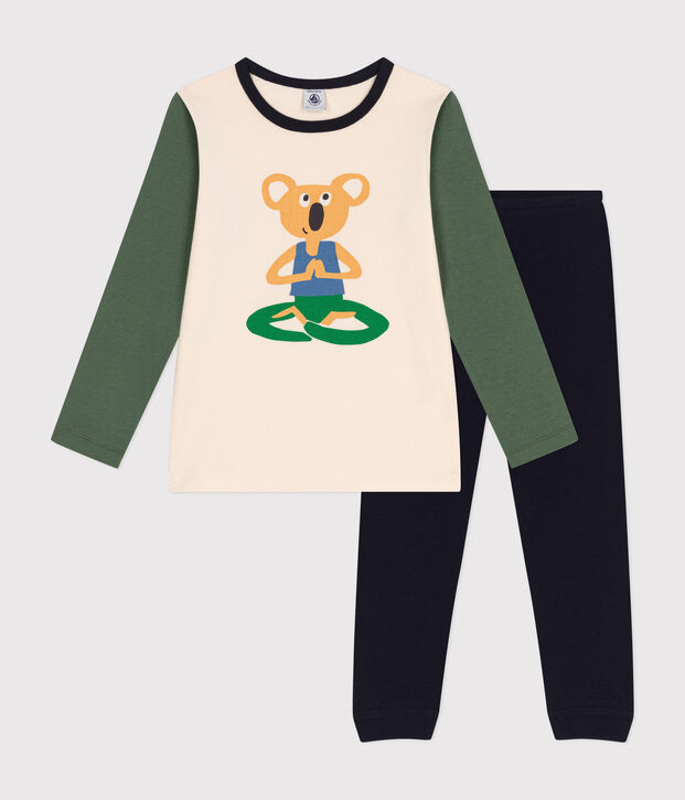 Unifarbener Kinderpyjama aus Baumwolle blau/vielfarbig