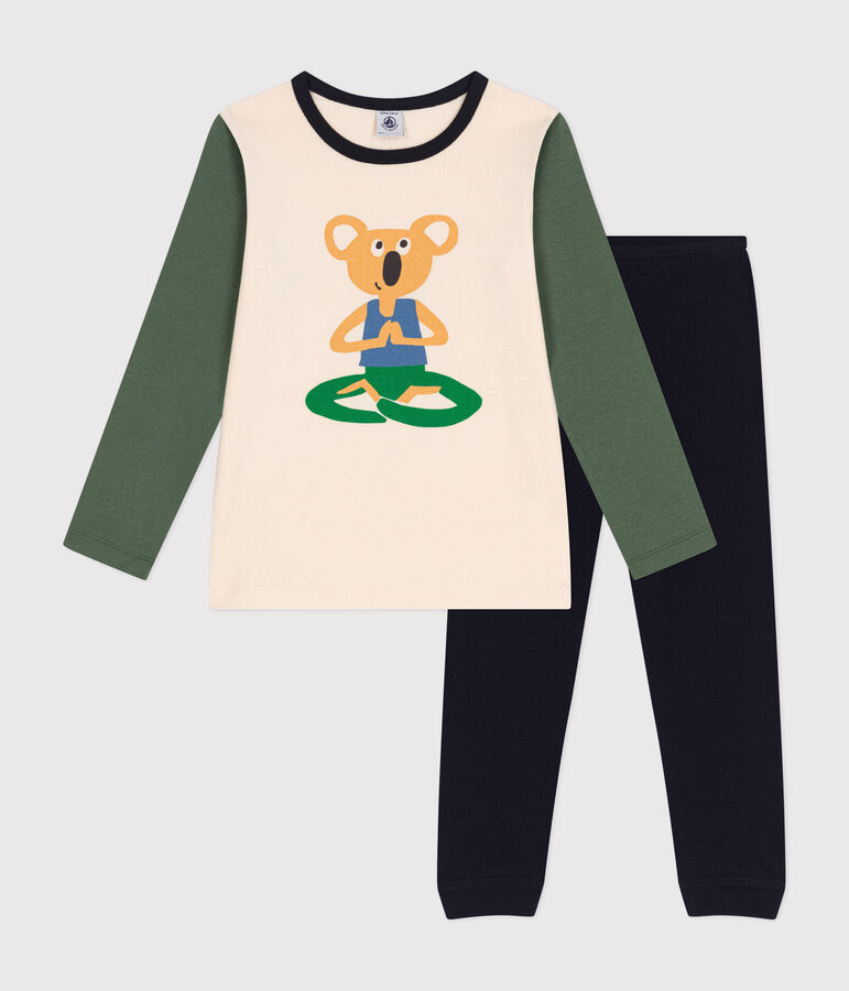 Unifarbener Kinderpyjama aus Baumwolle blau/vielfarbig