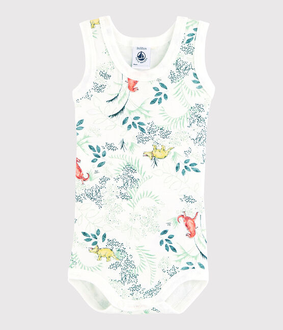 Ärmelloser Baby-Body Jungen weiss MARSHMALLOW/weiss MULTICO