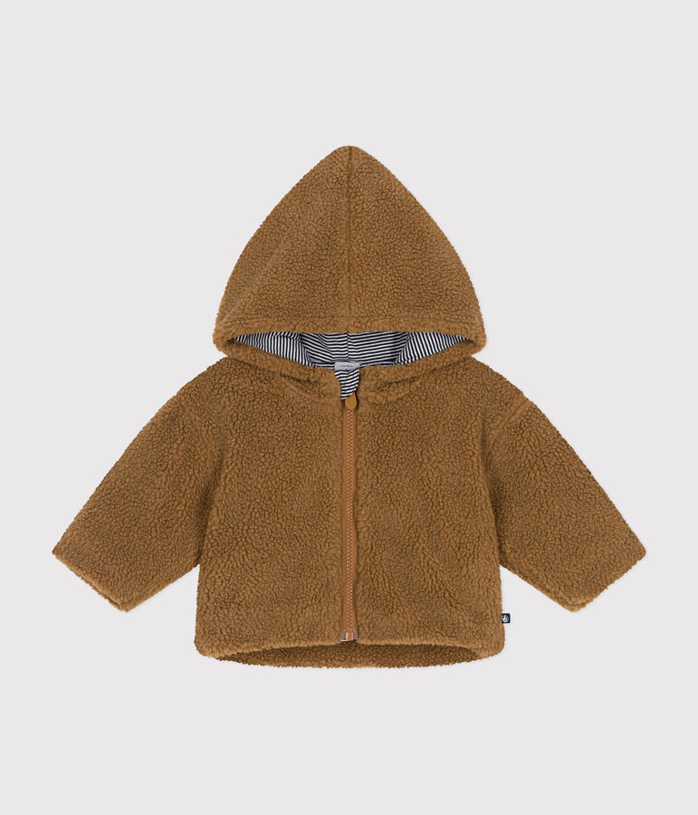 Baby-Jacke mit Kapuze aus Sherpa braun BRINDILLE