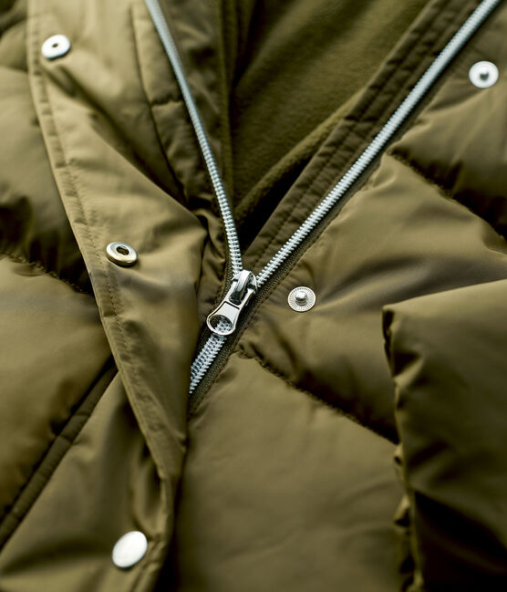 Lange, gefütterte Kinder-Winterjacke für Mädchen grün MILITARY