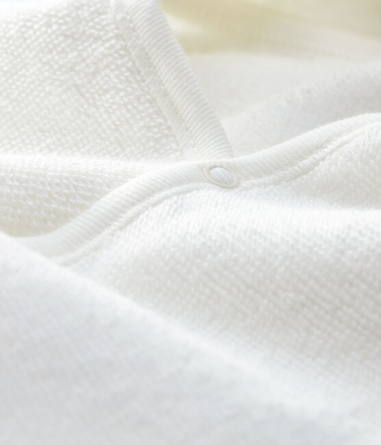 Baby-Badecape aus Bouclé-Frottee aus Bio-Baumwolle weiss MARSHMALLOW/grau GRIS
