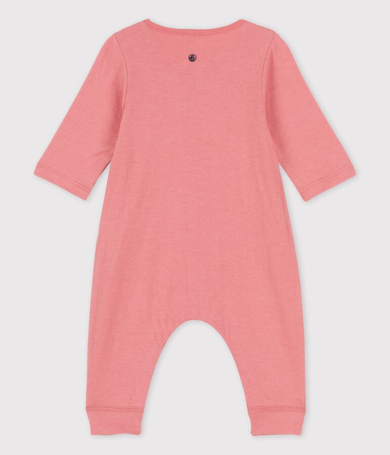 Langer einfarbiger Baby-Overall aus Bio-Doppeljersey rosa