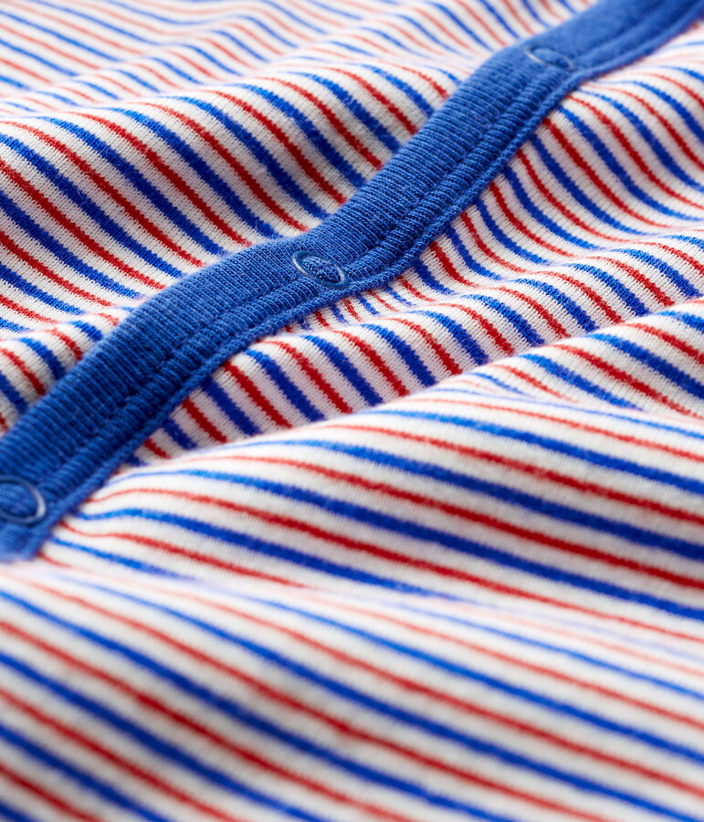 Baby-Strampler ohne F&uuml;&szlig;e aus Rippstrick f&uuml;r Jungen weiss/vielfarbig