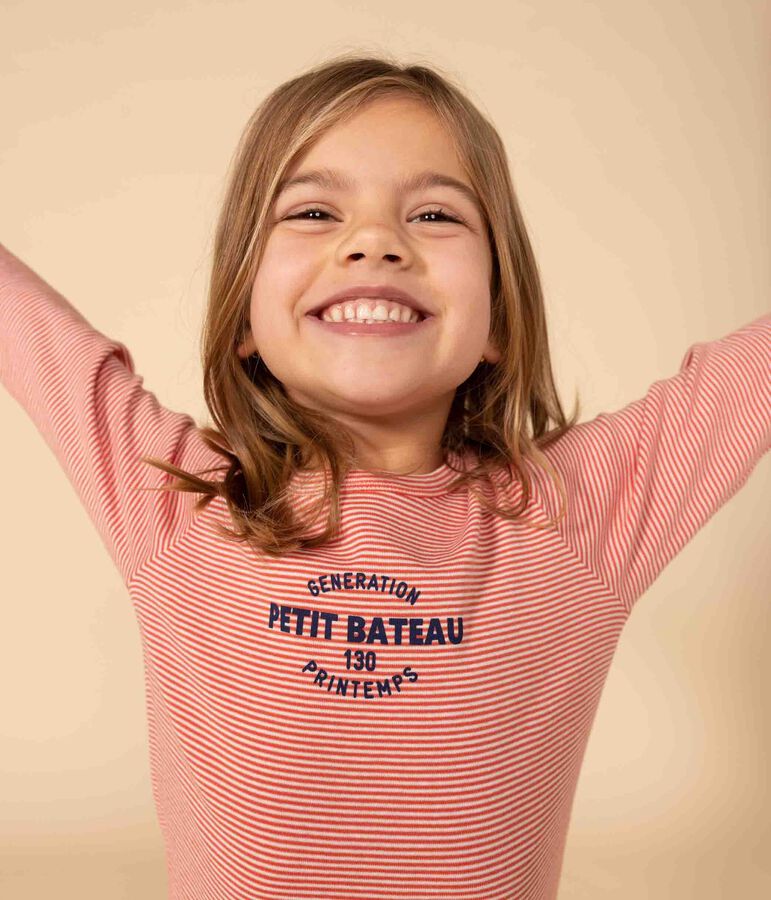 Kinderpyjama aus Baumwolle mit Streifen orange/weiss