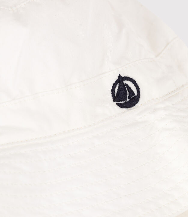 Sonnenhut -Fischerhut aus Baumwoll-Twill mit Bindeb&auml;ndern weiss