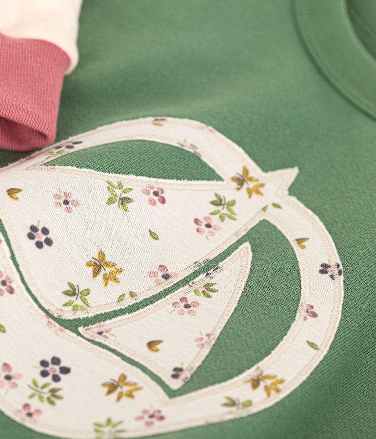 Kinder-Sweatshirt aus Molton f&uuml;r M&auml;dchen gr&uuml;n/vielfarbig