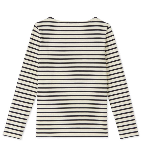 Damen-Streifenshirt aus schwerem Jersey beige COQUILLE/blau SMOKING
