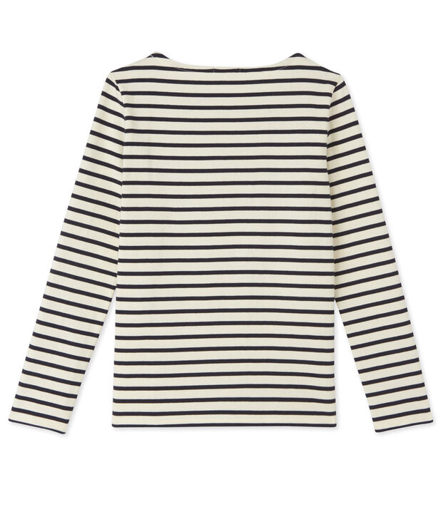 Damen-Streifenshirt aus schwerem Jersey weiss/blau