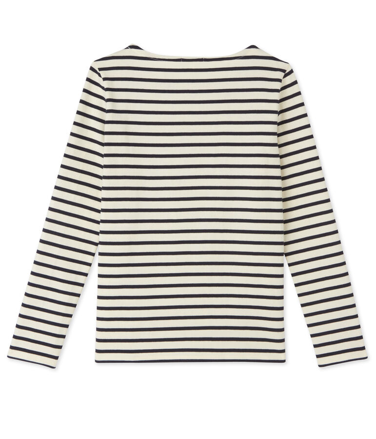 Damen-Streifenshirt aus schwerem Jersey weiss/blau