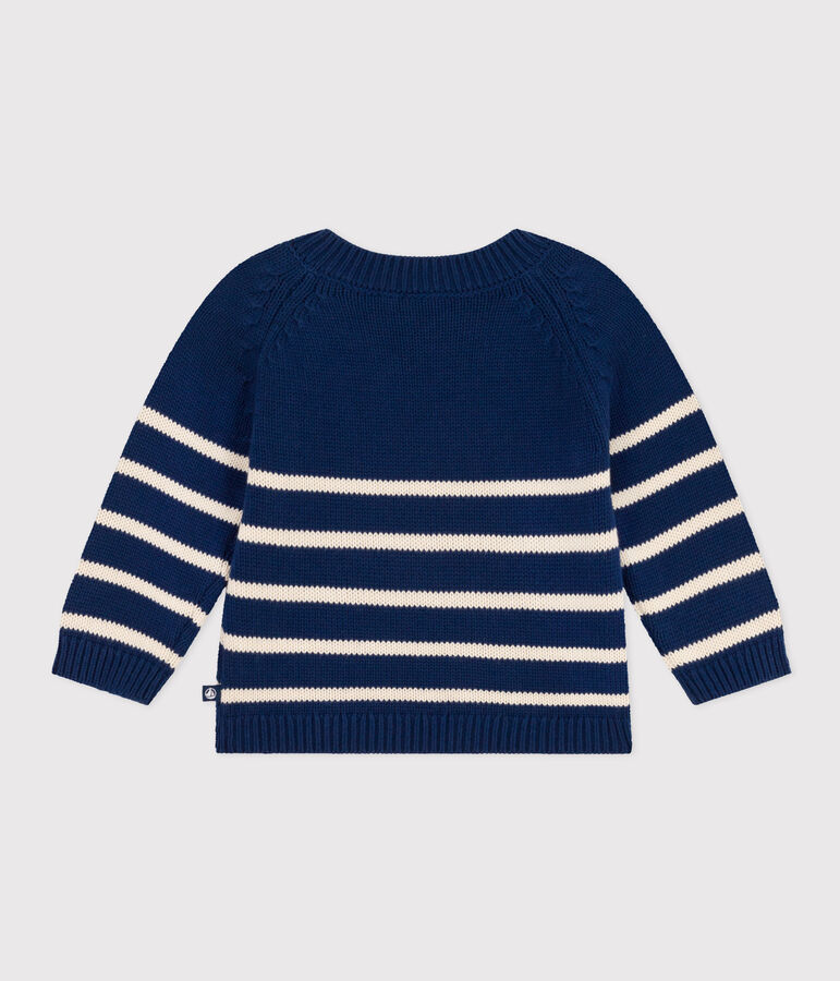 Baby-Pullover aus Baumwolle blau/naturfarben