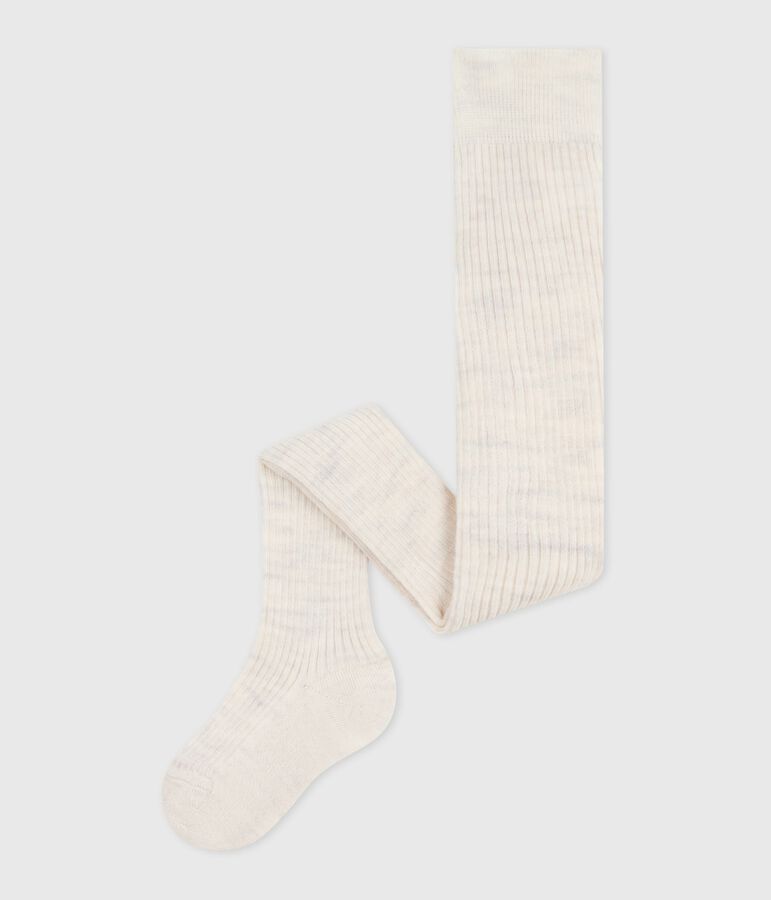 Baby-Strumpfhose aus einfarbigem Woll-und Baumwollstrick beige