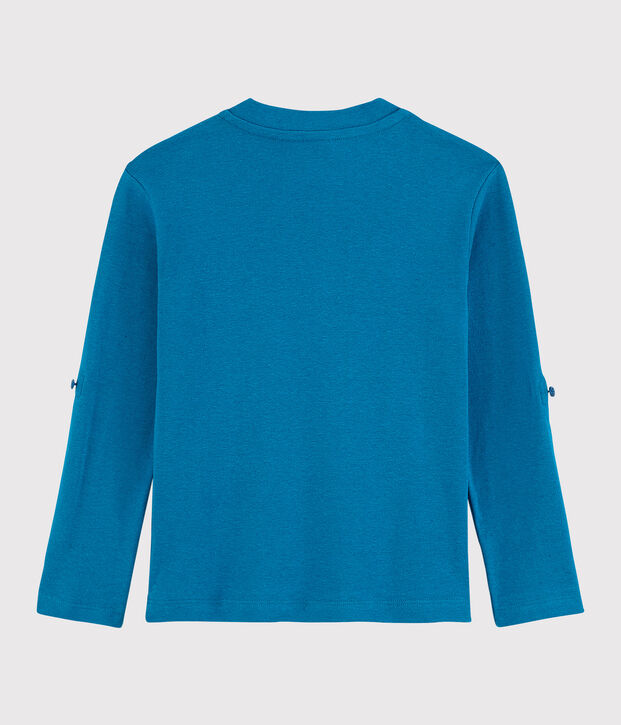 Kinder-T-Shirt aus Baumwolle-Leinen-Mix f&uuml;r Jungen blau