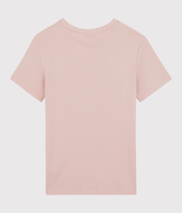Klassisches Damen-T-Shirt aus Baumwolle mit Rundhalsausschnitt rosa