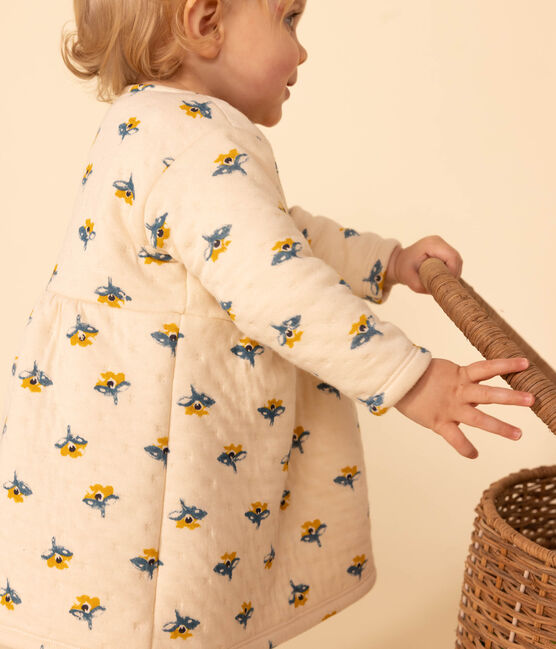 Bedrucktes langärmeliges Babykleid aus gestepptem Doppeljersey weiss AVALANCHE/ MULTICO