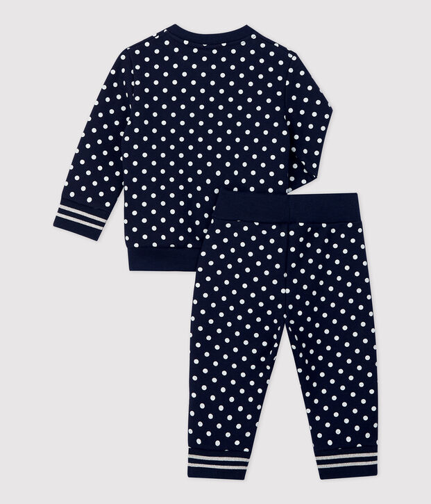 Baby-Jogginganzug aus Molton blau/weiss
