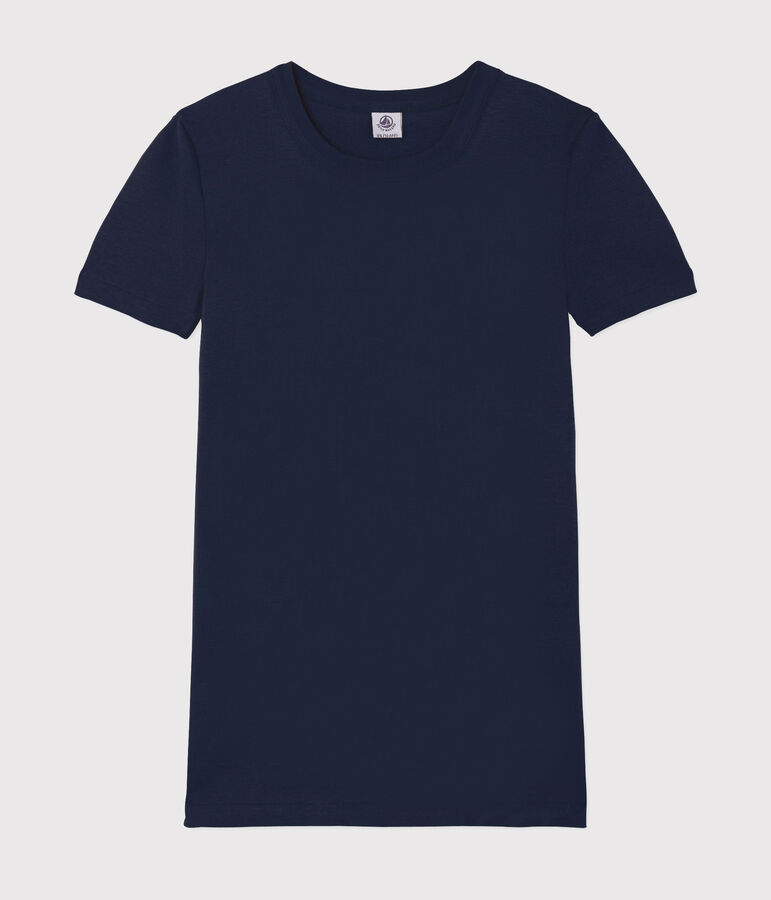 Damen-T-Shirt aus Baumwolle mit Rundhalsausschnitt blau