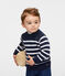 Gestreifter Woll-Baumwoll-Pullover für Jungen-Babys blau SMOKING/weiss MARSHMALLOW