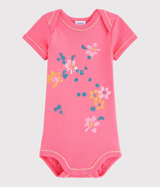 Kurzärmeliger Baby-Body Mädchen rosa CUPCAKE