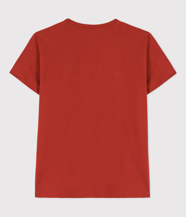 Damen-T-Shirt LE DROIT mit V Ausschnitt aus Baumwolle rot