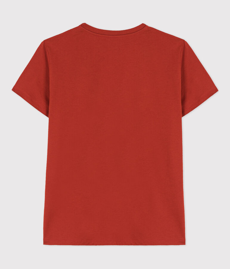 Damen-T-Shirt LE DROIT mit V Ausschnitt aus Baumwolle rot