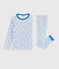 Kinderpyjama aus Doppeljersey mit blauen Sternchen für Jungen weiss MARSHMALLOW/weiss MULTICO