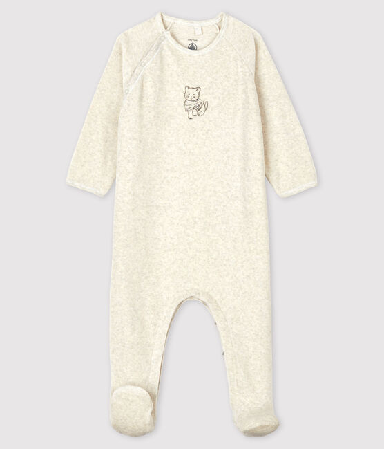 Baby-Strampler aus Nicki für Mädchen mit Katzenmotiv beige MONTELIMAR CHINE