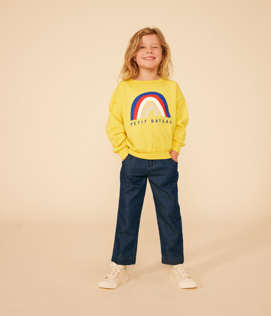 Sweatshirt aus leichtem Molton Kinder/Mädchen gelb NECTAR