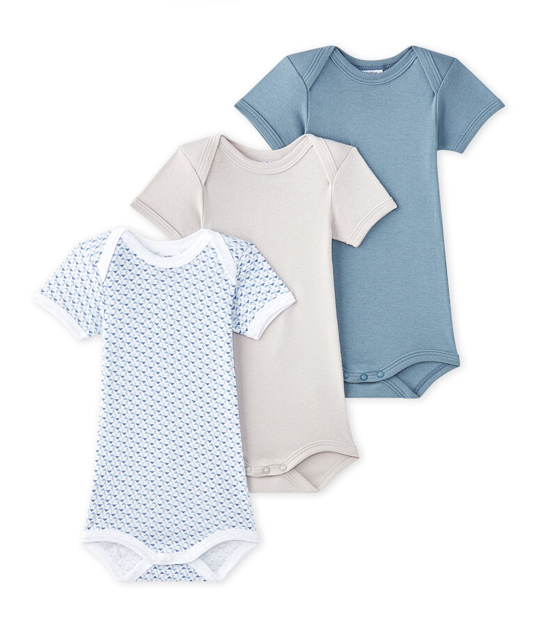 Kurz&auml;rmelige Baby-Jungen-Bodys im 3er-Set weiss