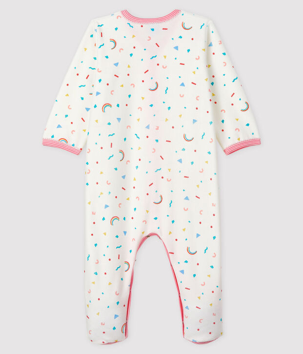 Baby-Strampler aus Nicki mit Konfetti-Druck f&uuml;r M&auml;dchen weiss/vielfarbig