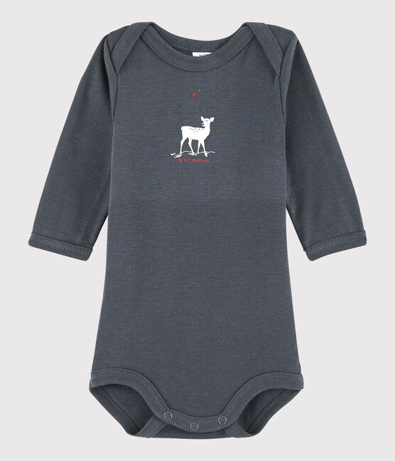 Langärmeliger Baby-Body Jungen grau MAKI