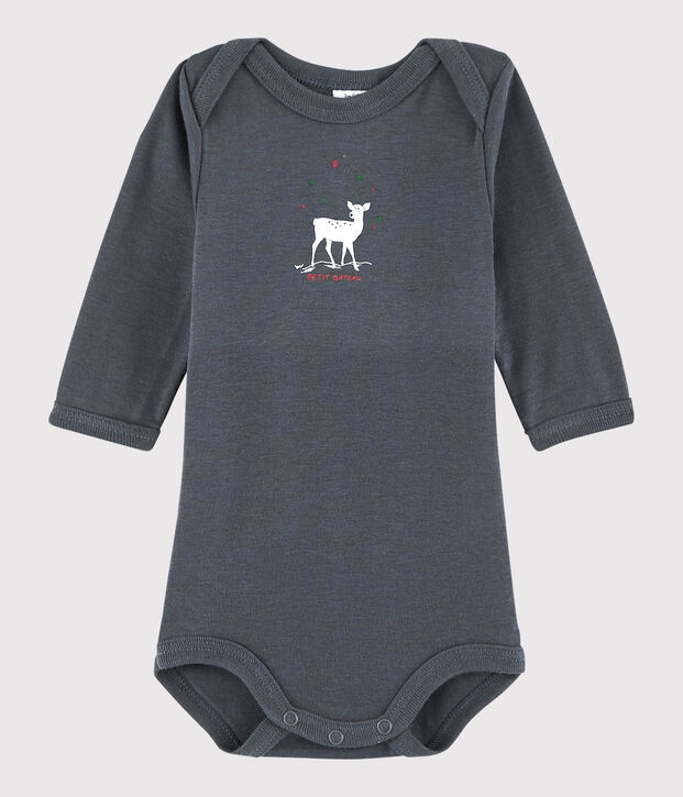 Lang&auml;rmeliger Baby-Body Jungen grau
