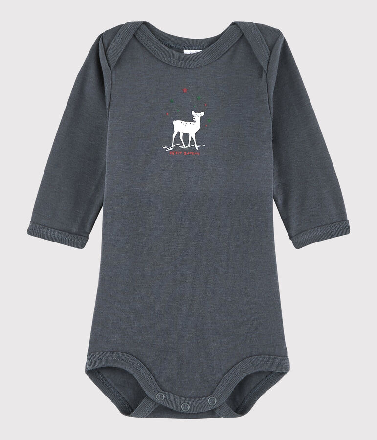 Lang&auml;rmeliger Baby-Body Jungen grau