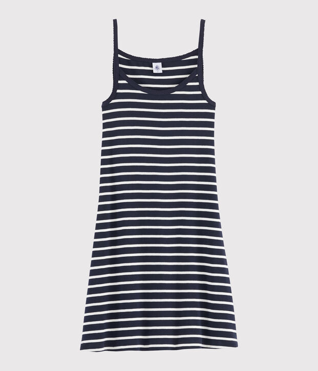 Gestreiftes Kurznachthemd f&uuml;r Damen blau/weiss