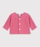 Cardigan b&eacute;b&eacute; tricot point mousse en coton uni rosa